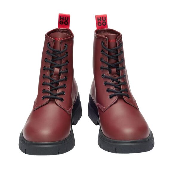 Hugo Mens Ryan Leather Combat Boots / Red